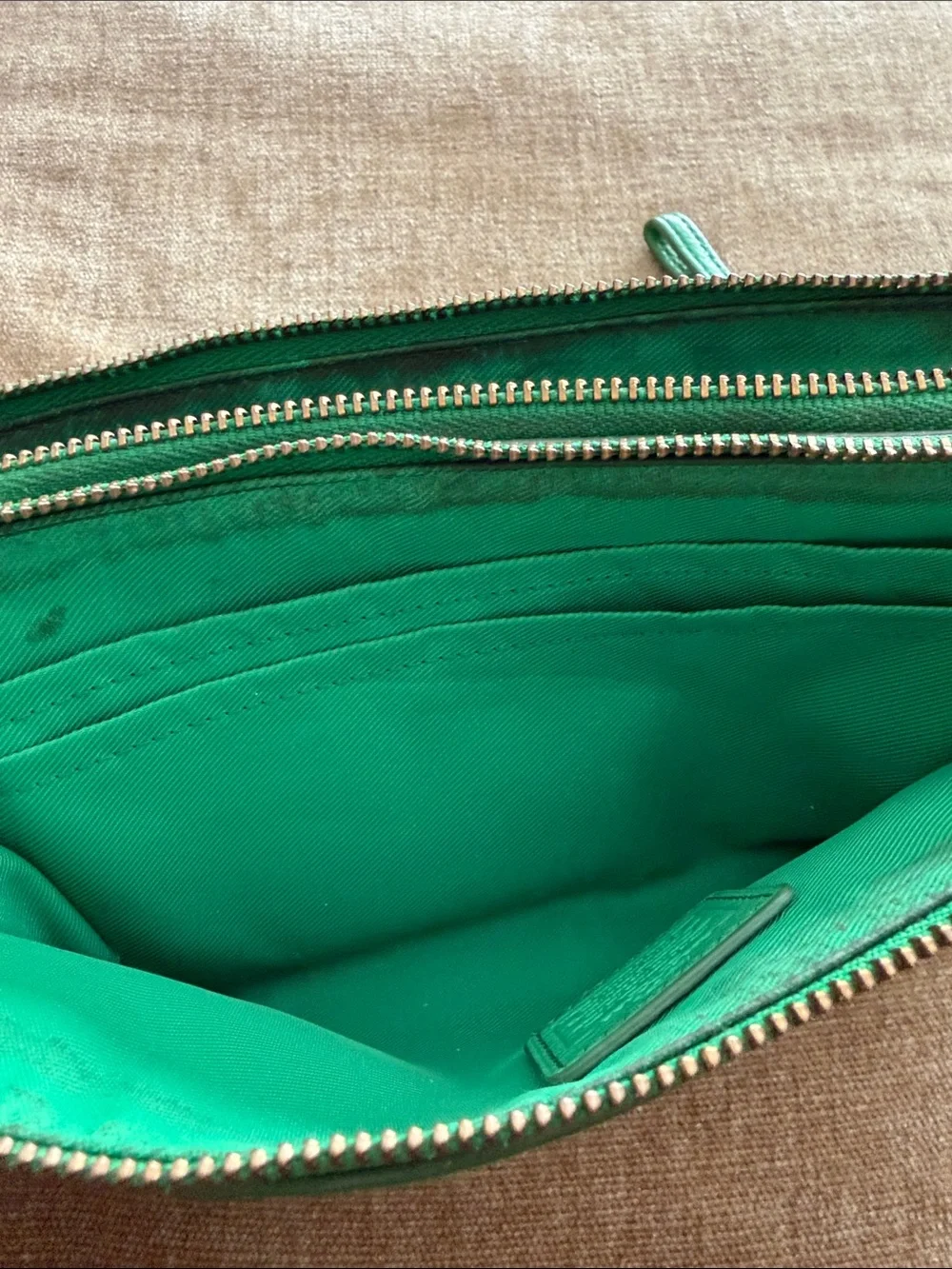 Coach Green Pebbled Leather Wristlet Clutch vintage well loved